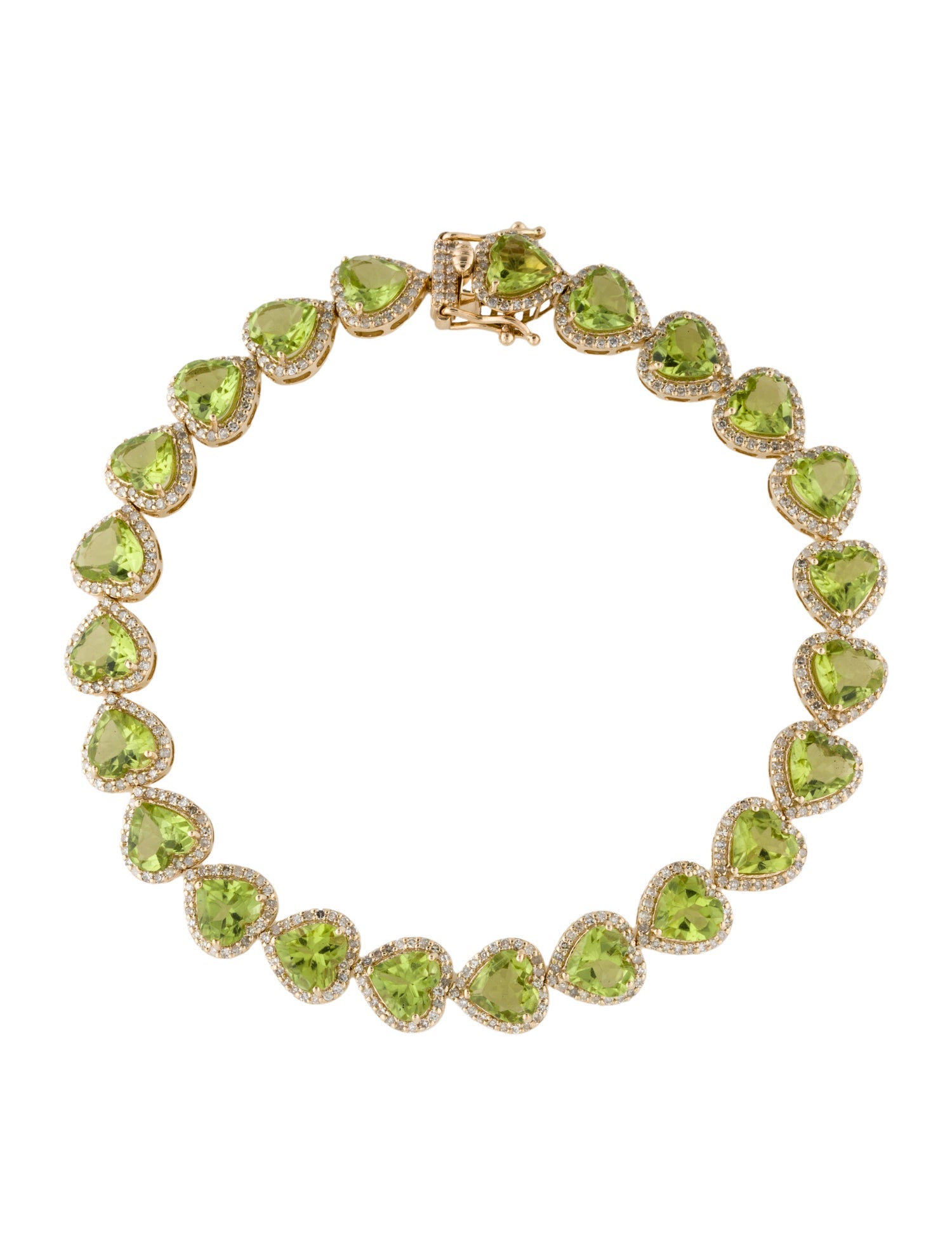 Bracelet 14K 14.70ctw Peridot & Diamond Link Bracelet