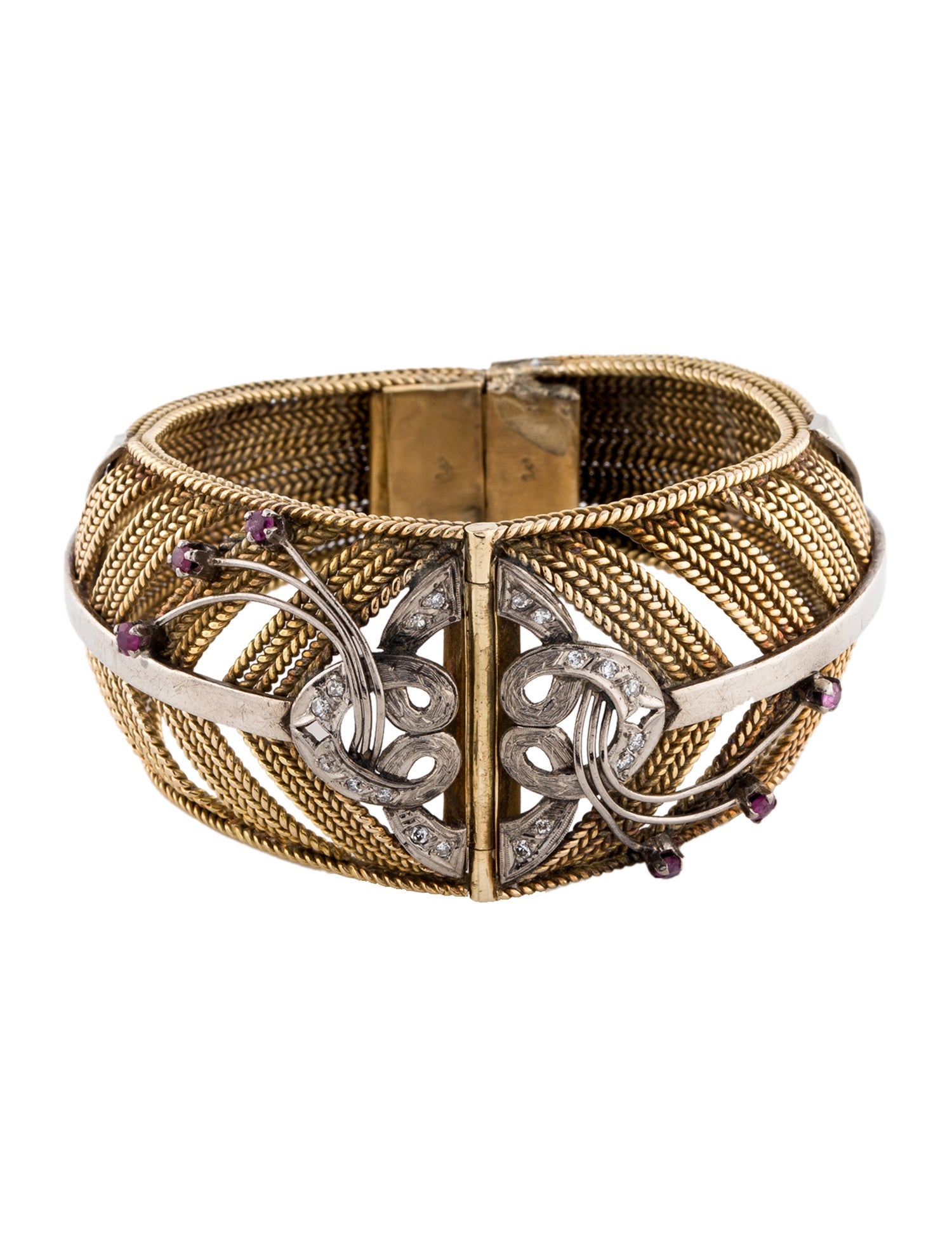 Bracelet 18K Ruby & Diamond Hinged Bangle Bracelet