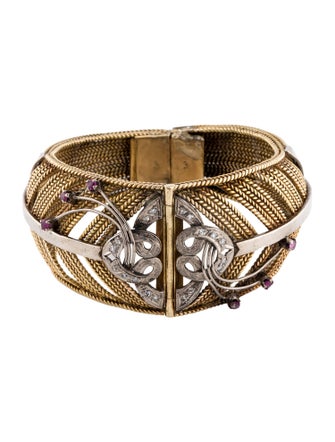 Bracelet 18K Ruby & Diamond Hinged Bangle Bracelet