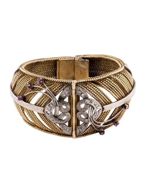 Bracelet 18K Ruby & Diamond Hinged Bangle Bracelet