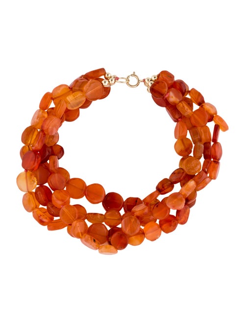 Bracelet 14K Carnelian Beaded Multistrand Bracelet