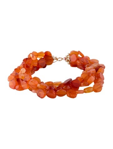 Bracelet Bead 14K Carnelian Beaded Multistrand