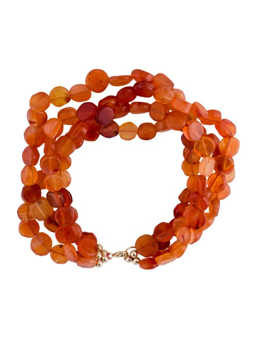 Bracelet 14K Carnelian Beaded Multistrand Bracelet