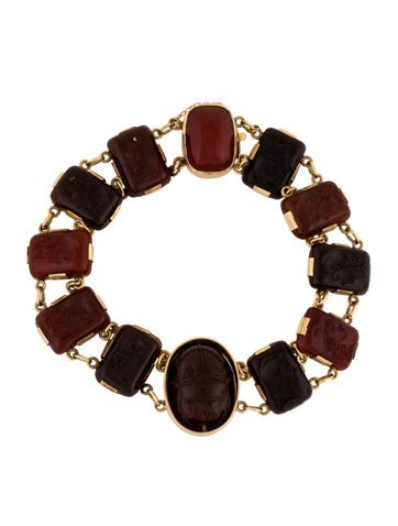 Bracelet Link Vintage 16K Carnelian & Sard Intaglio