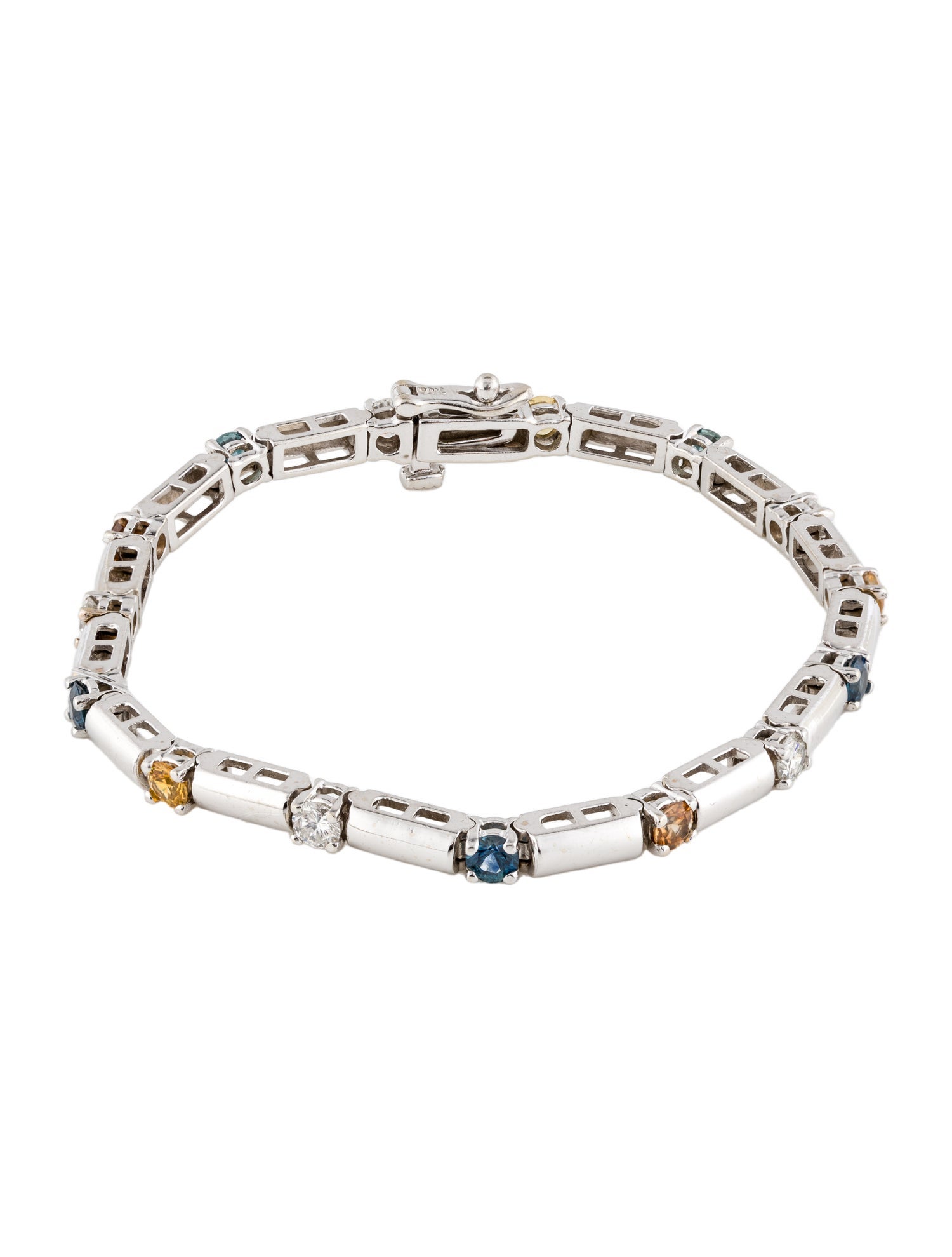 Bracelet 14K 1.98ctw Sapphire & Diamond Link Bracelet