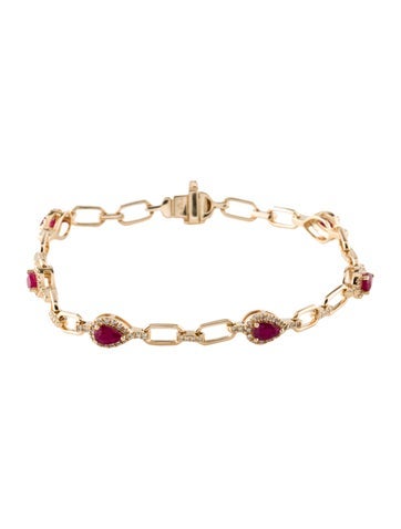 Bracelet Link 14K Ruby & Diamond