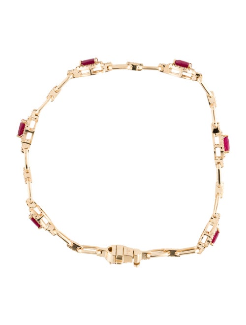 Bracelet 14K Ruby & Diamond Link Bracelet