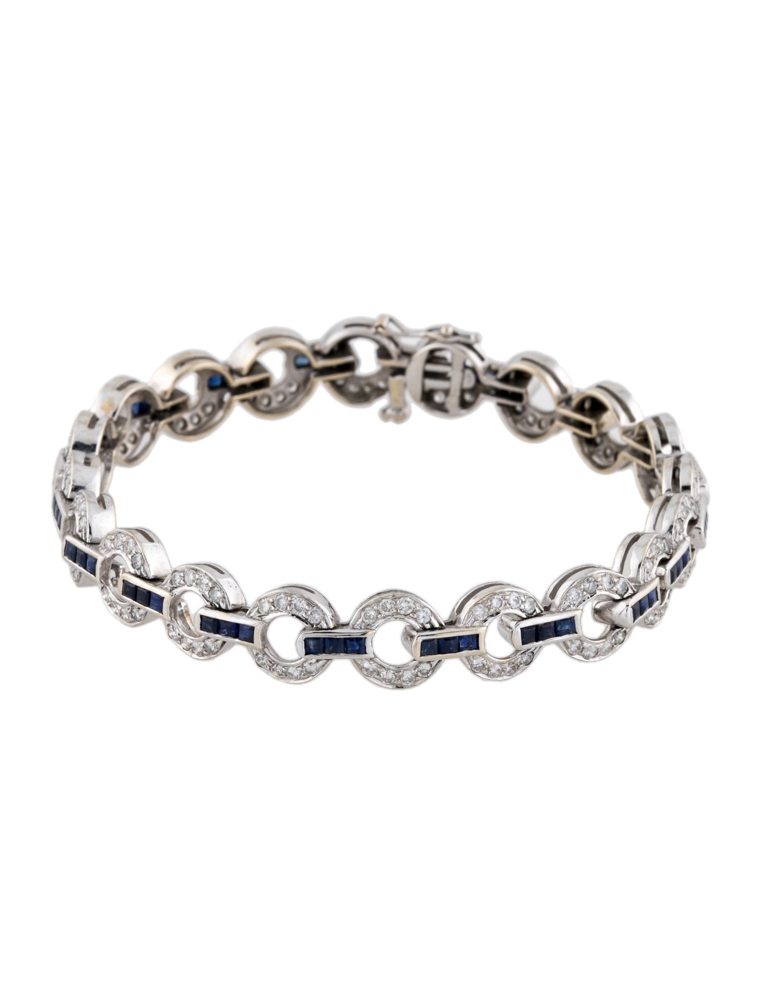 Bracelet 14K 2.16ctw Sapphire & Diamond Link Bracelet