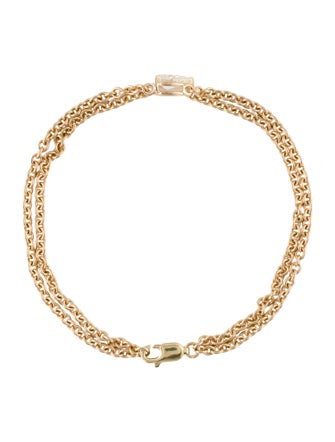 Bracelet 14K Diamond Solitaire Station Double Link Bracelet