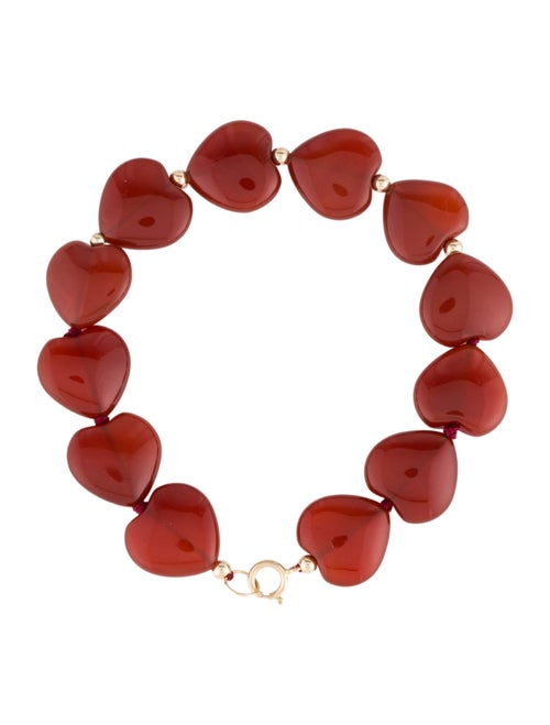 Bracelet 14K Carnelian Heart Bead Bracelet
