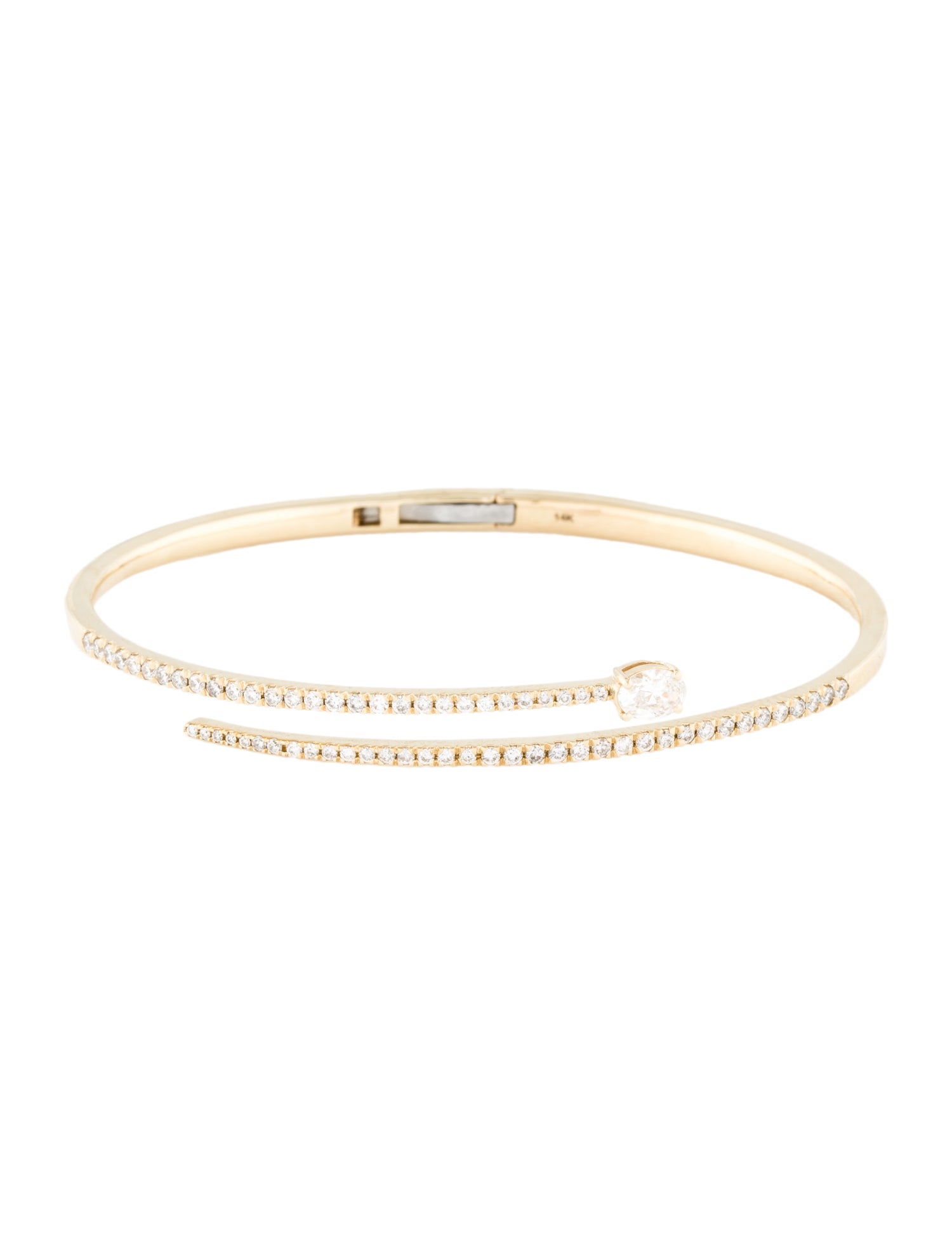 Bracelet 14K Diamond Crossover Hinged Bangle
