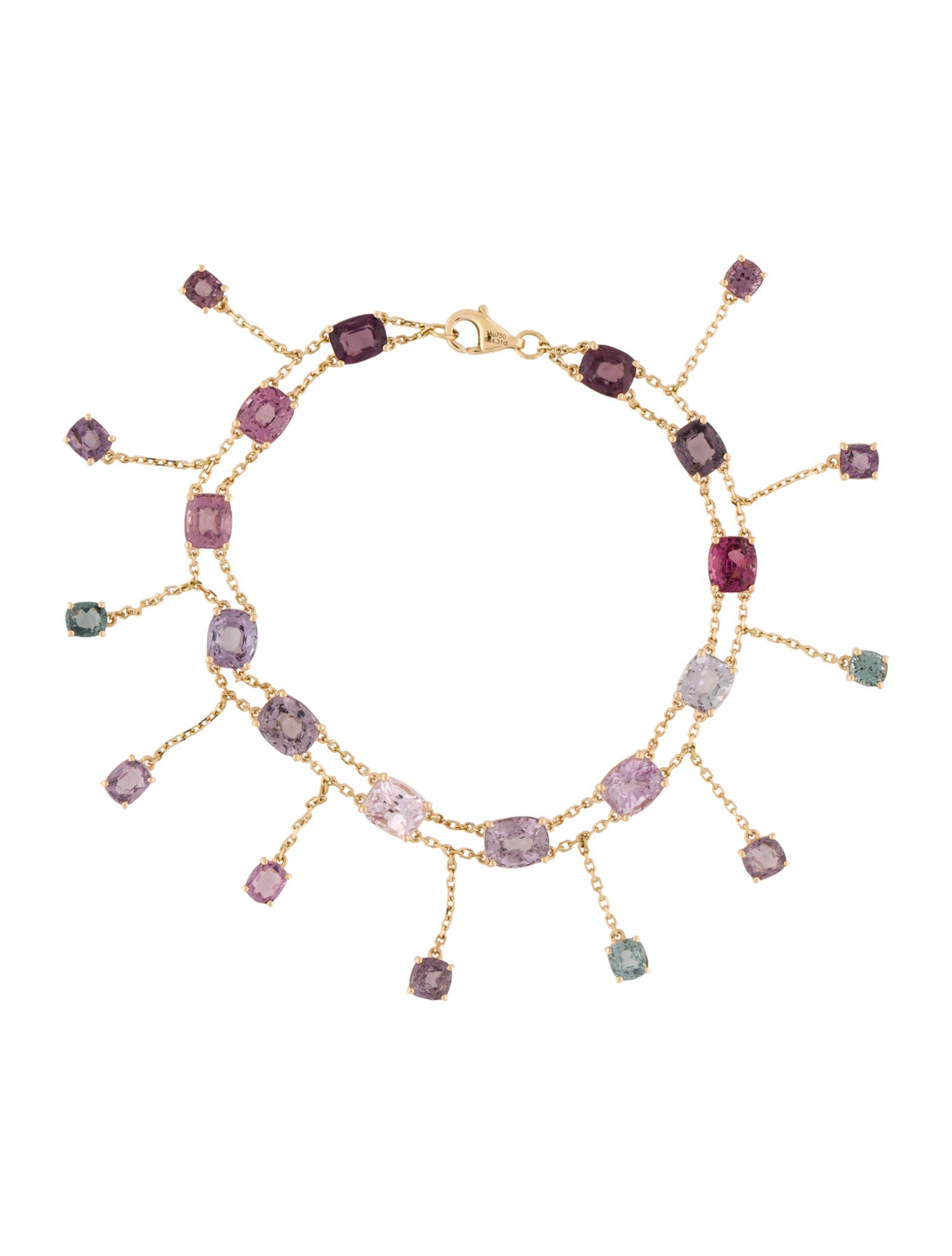 Bracelet 18K Spinel & Garnet Station Link