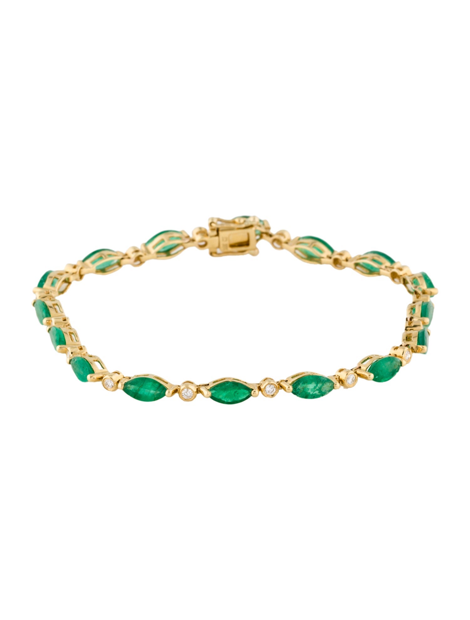 Bracelet 18K 4.32ctw Emerald & Diamond Link Bracelet