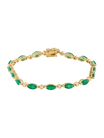 Bracelet 18K 4.32ctw Emerald & Diamond Link Bracelet