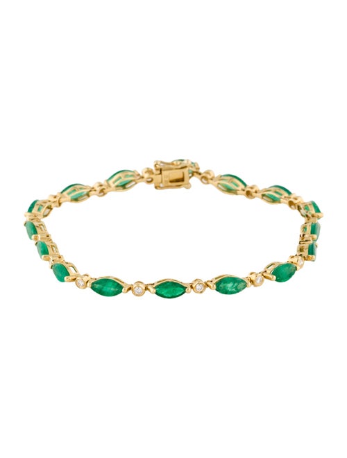 Bracelet 18K 4.32ctw Emerald & Diamond Link Bracelet