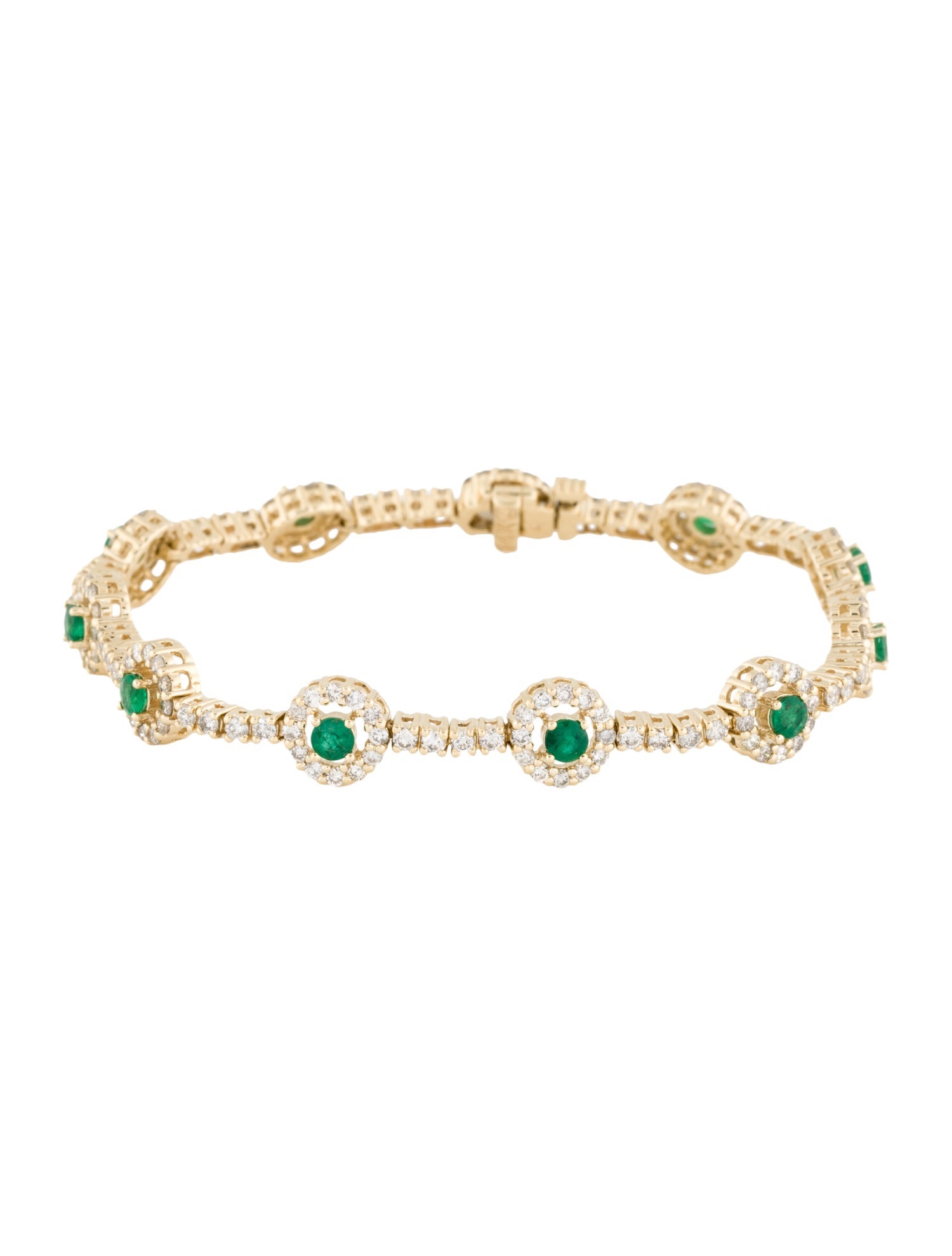 Bracelet 14K 1.11ctw Emerald & Diamond Station Bracelet