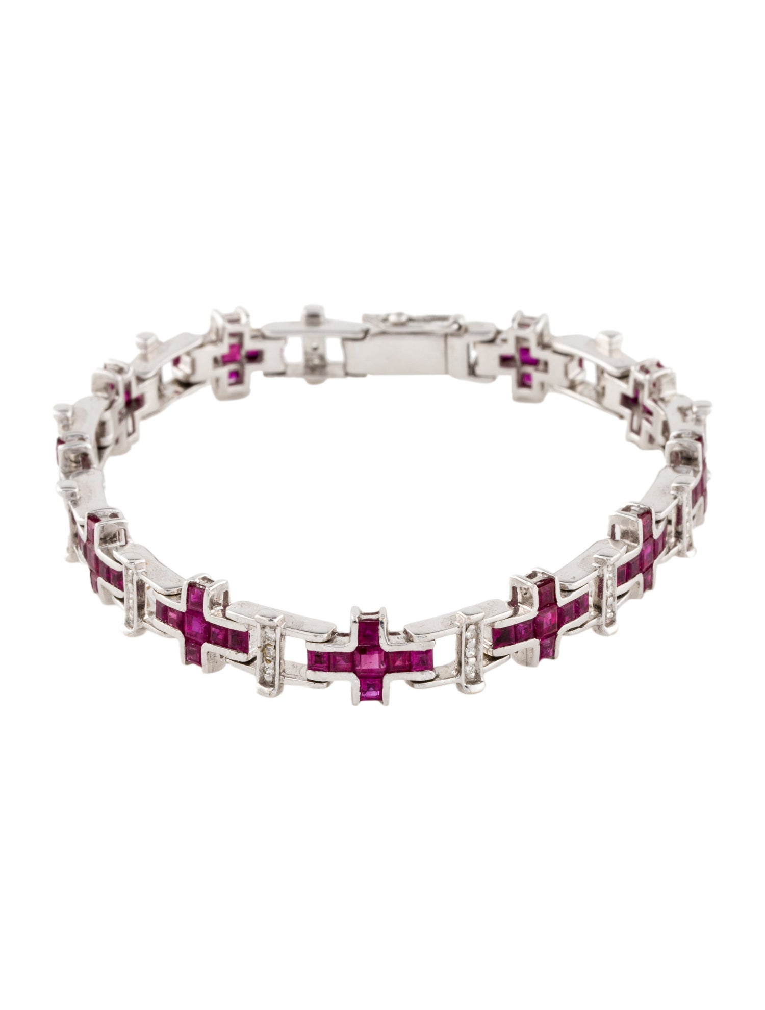 Bracelet 18K 5.55ctw Ruby & Diamond Cross Link Bracelet