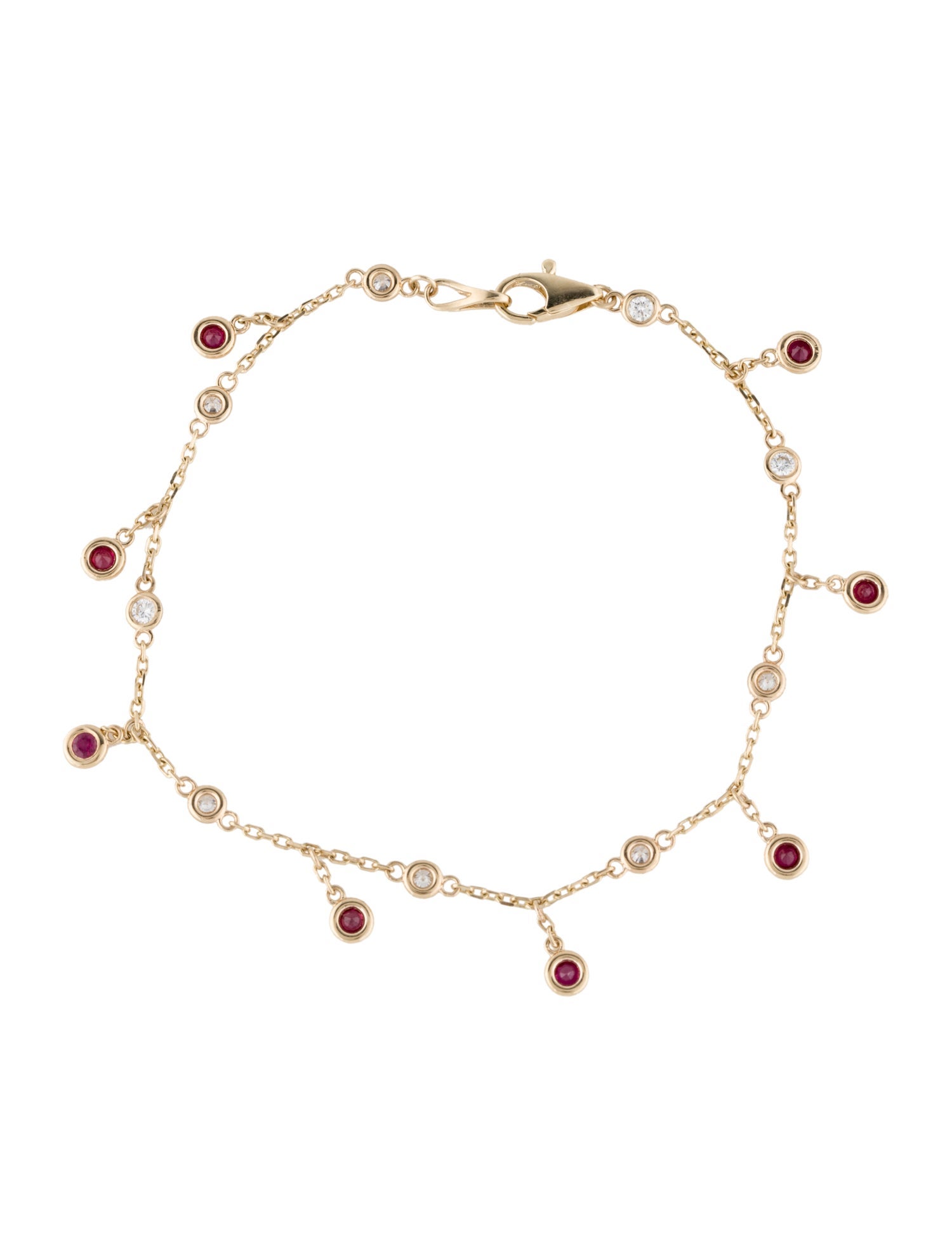 Bracelet 14K Ruby & Diamond Station