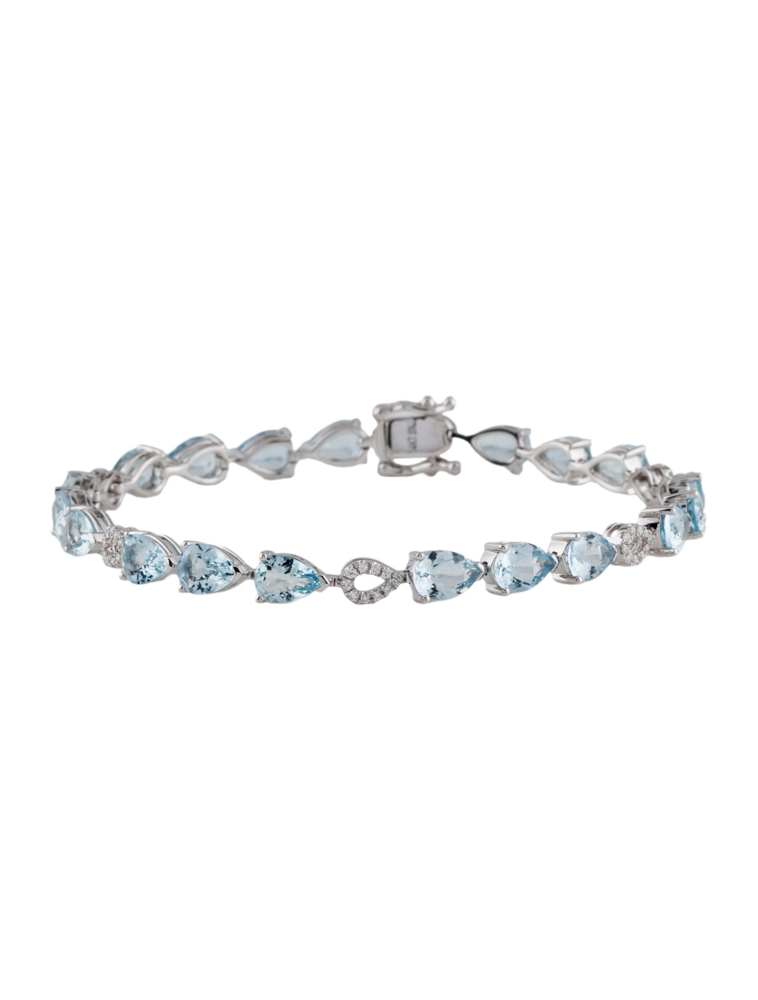 Bracelet 14K Aquamarine & Diamond Link Bracelet