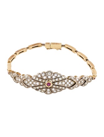 Bracelet 18K Diamond & Ruby Link Bracelet