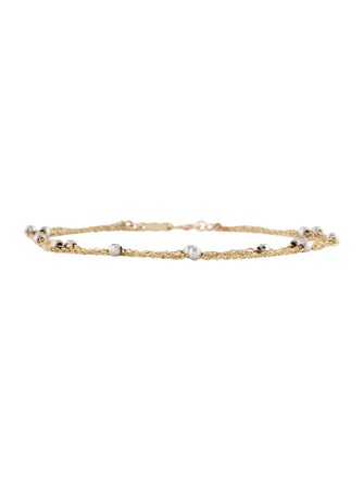 Bracelet 14K Two-Tone Beaded Multistrand Station Bracelet