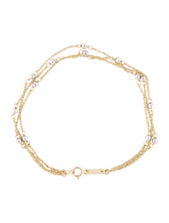 Bracelet 14K Two-Tone Beaded Multistrand Station Bracelet