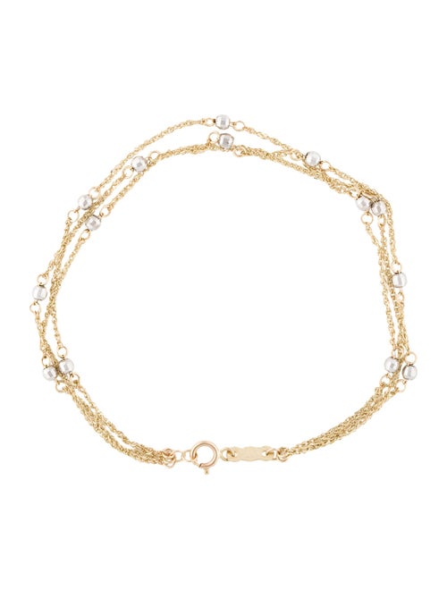 Bracelet 14K Two-Tone Beaded Multistrand Station Bracelet