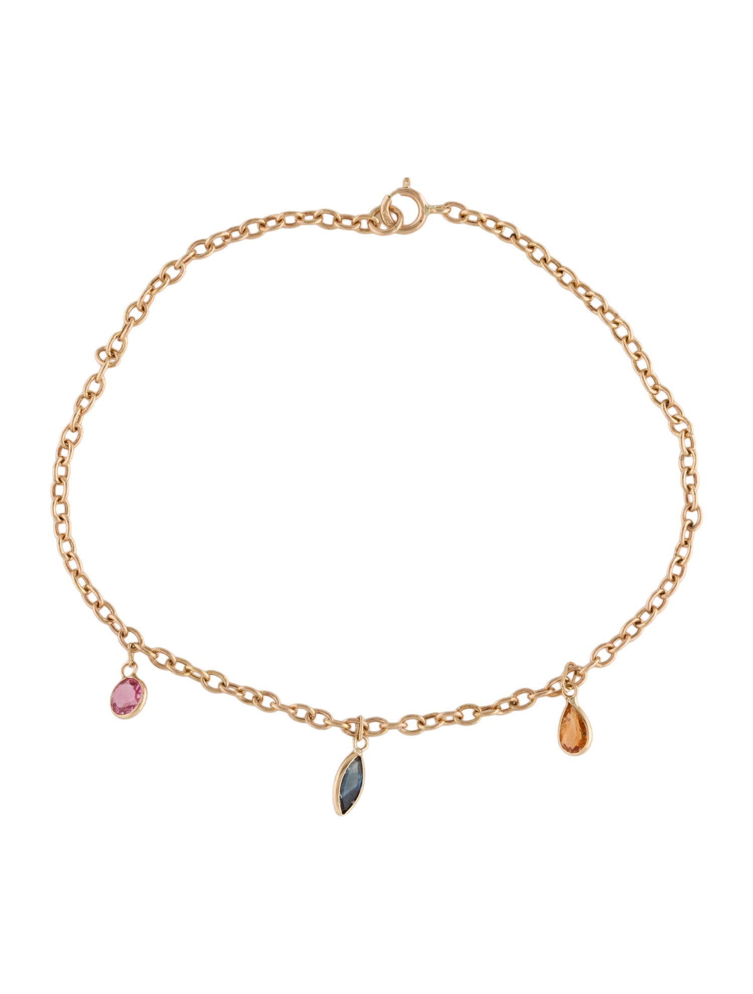 Bracelet 14K Tourmaline & Sapphire Charm Bracelet