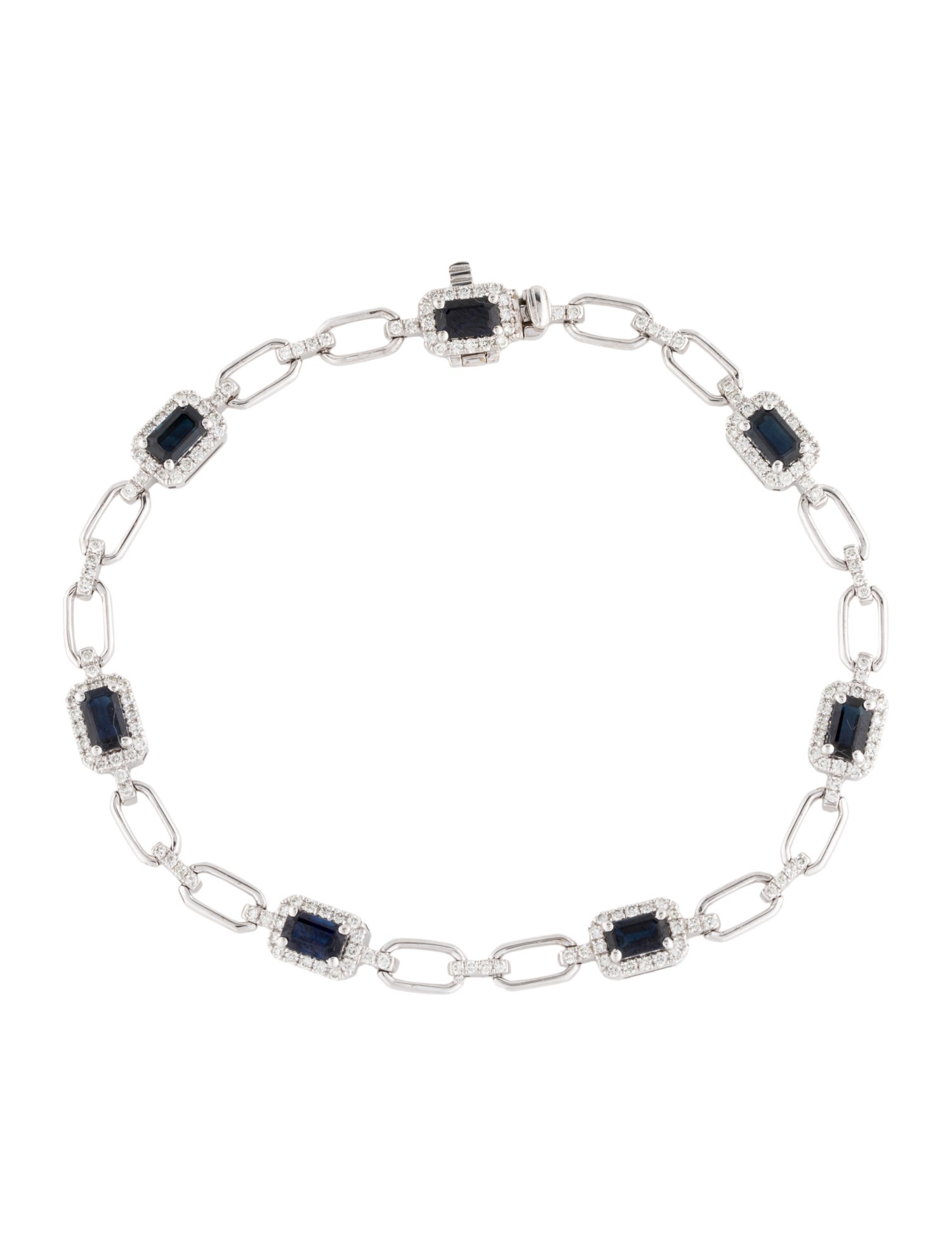 Bracelet 14K 1.96ctw Sapphire & Diamond Link Bracelet