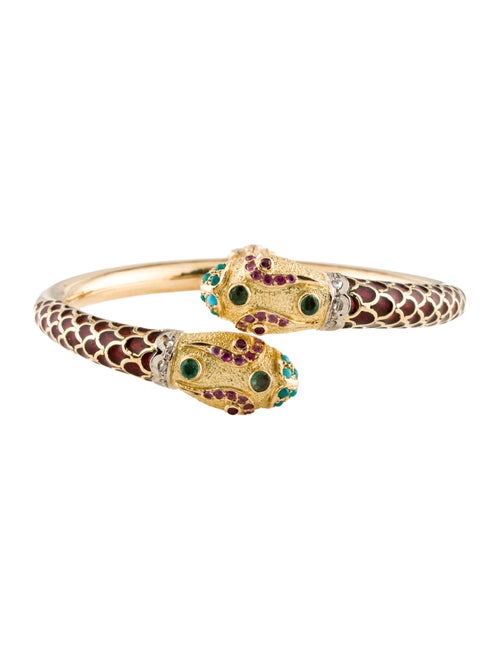 Bracelet 18K Diamond & Multistone Snake Cuff Bracelet