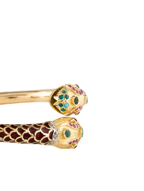 Bracelet 18K Diamond & Multistone Snake Cuff Bracelet