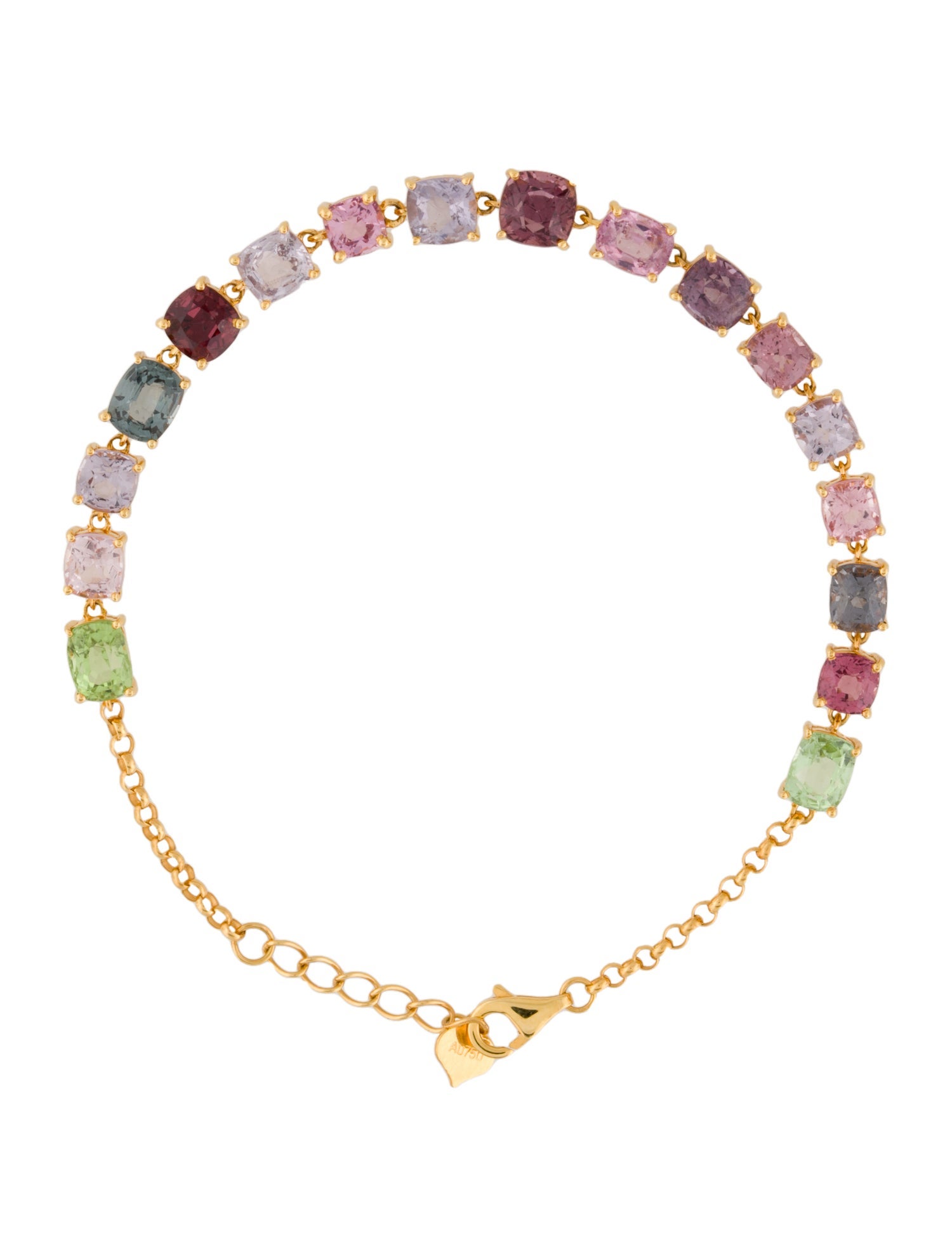 Bracelet 18K 1.54ctw Peridot & 14.70ctw Spinel Prong Set Link Bracelet