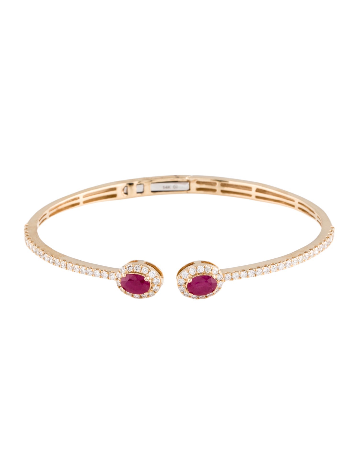 Bracelet 14K 1.19ctw Diamond & Ruby Hinged Cuff Bracelet w/ Tags