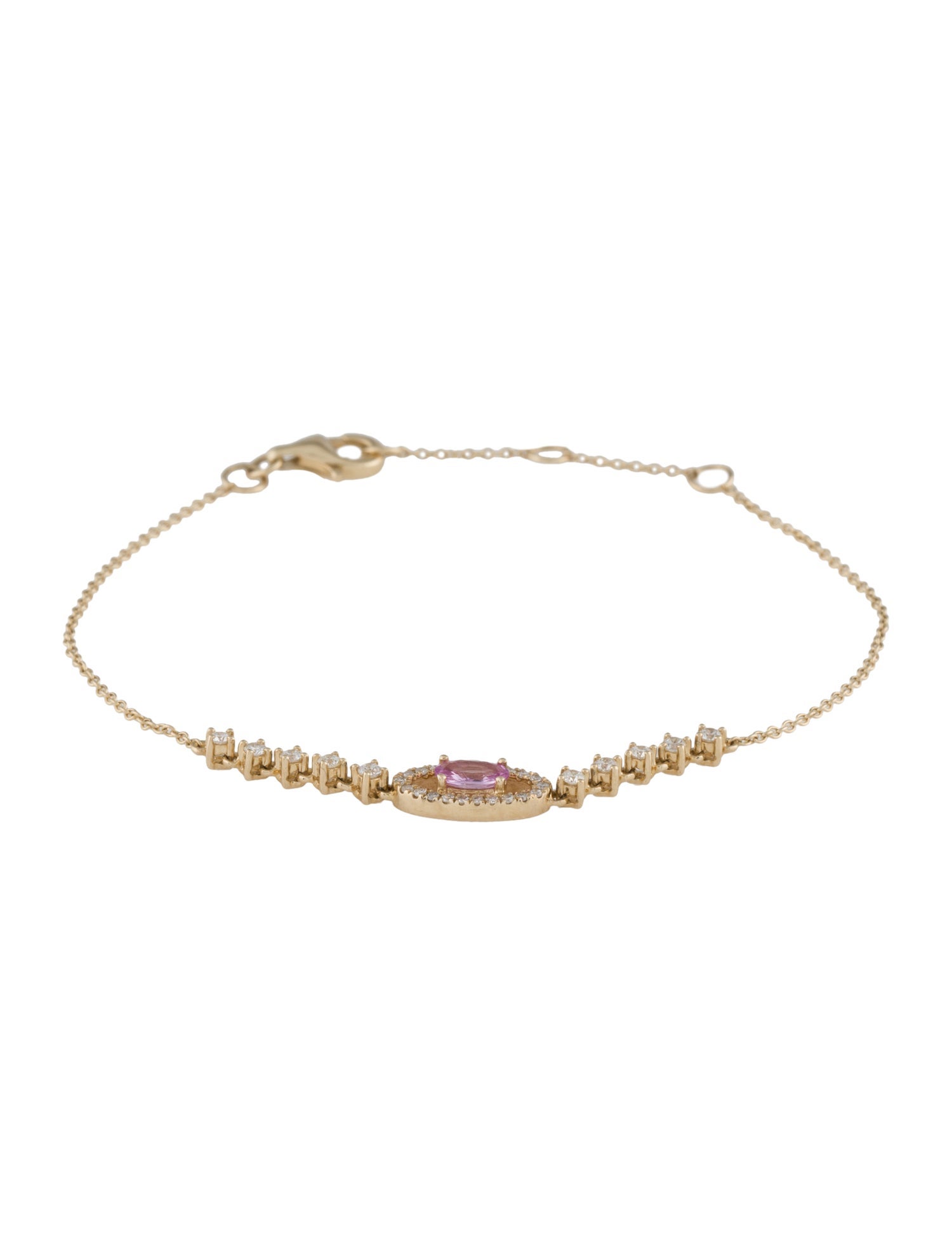 Bracelet 14K Sapphire & Diamond Link Bracelet w/ Tags