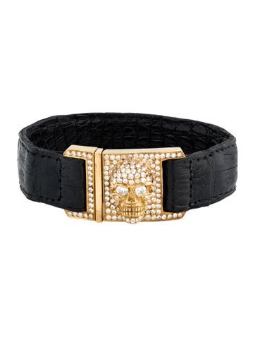 Bracelet Bangle 18K 2.35ctw Diamond & Alligator Leather Wrap