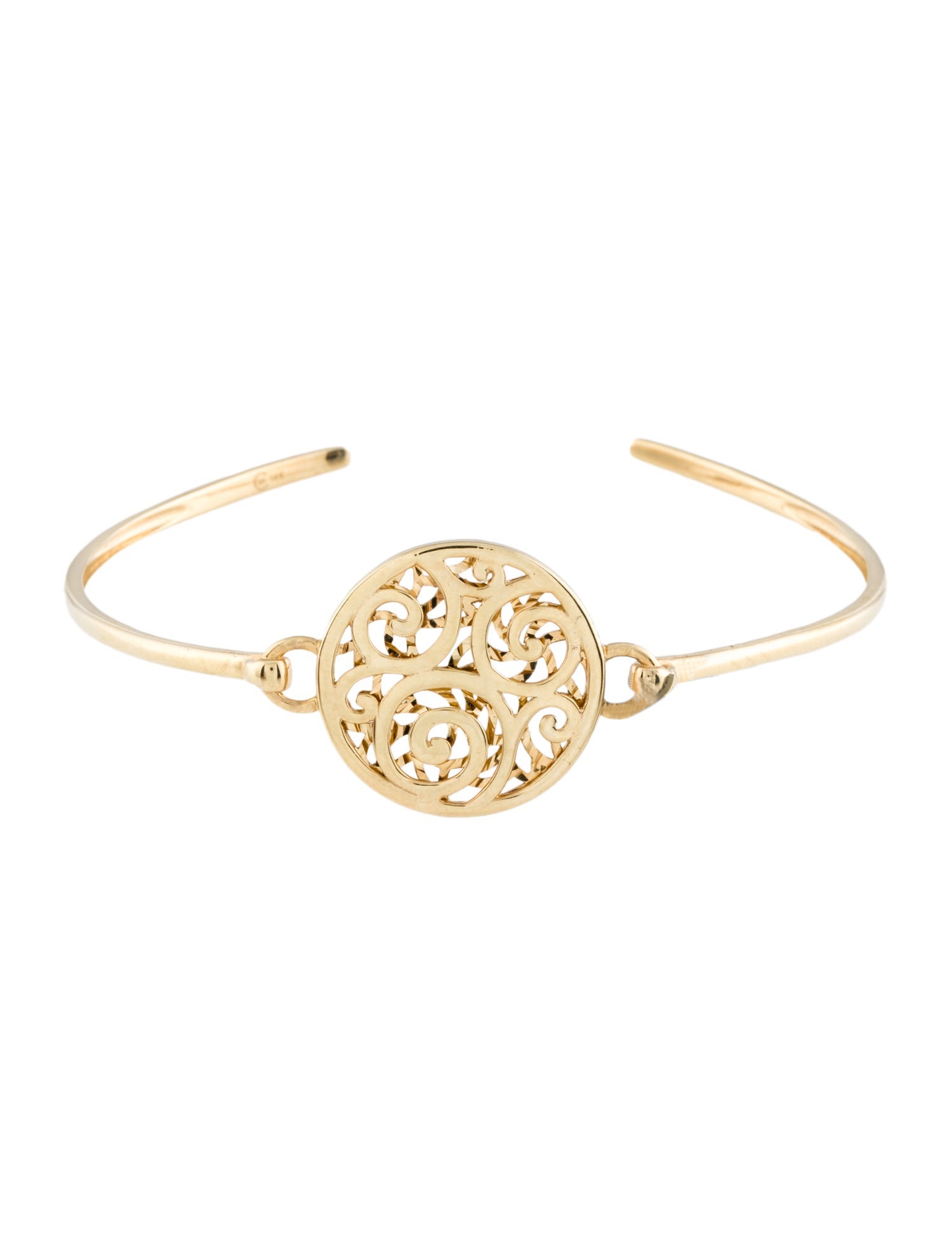 Jewelmak 14K Filigree Medallion Cuff Bracelet