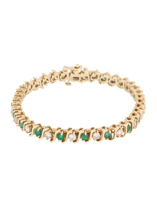 Bracelet 14K 3.24ctw Emerald & Diamond Link Bracelet