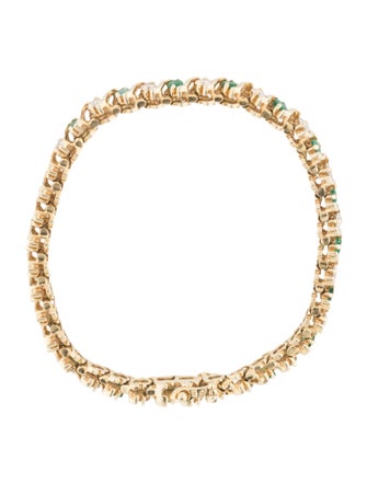 Bracelet 14K 3.24ctw Emerald & Diamond Link Bracelet