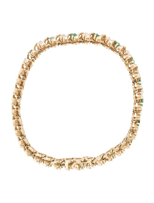 Bracelet 14K 3.24ctw Emerald & Diamond Link Bracelet