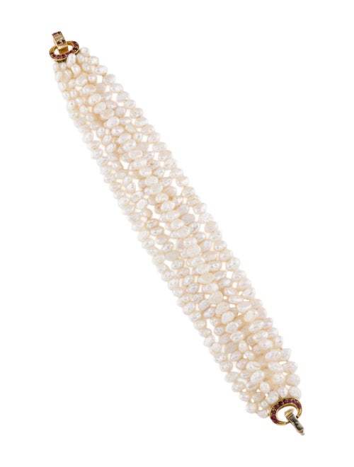 Bracelet 18K Pearl, Ruby & Diamond Multistrand Bracelet