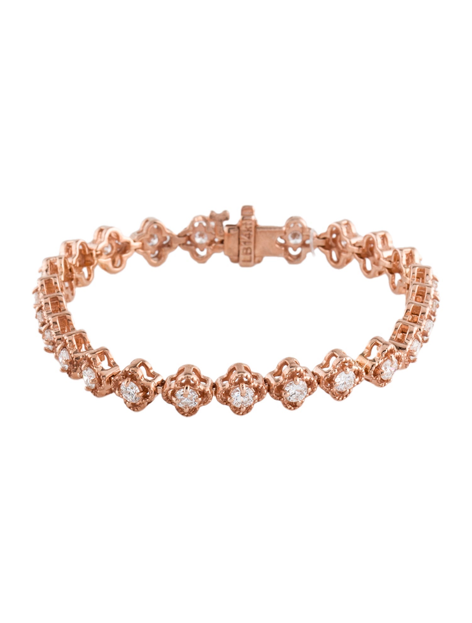 Bracelet 14K 2.75ctw Lab-Grown Diamond Clover Motif Tennis Bracelet