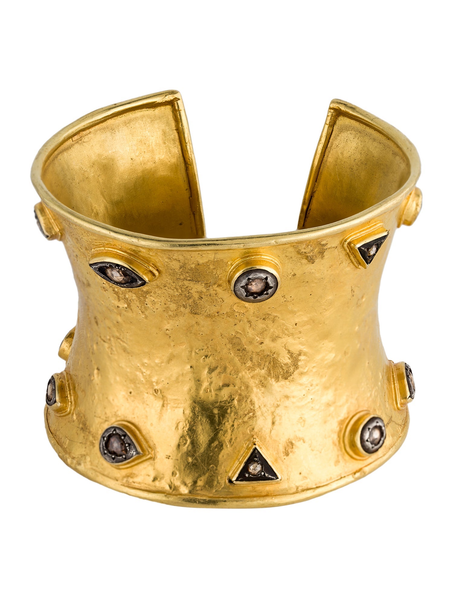 Bracelet 18K Diamond Textured Wide Cuff Bracelet