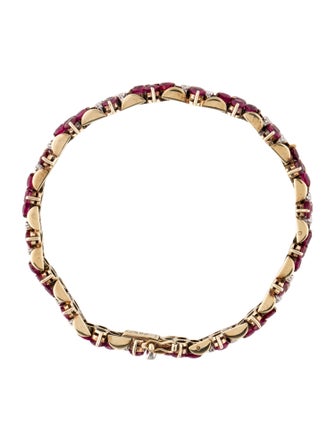 Bracelet 14K 8.80ctw Ruby & Diamond Link Bracelet