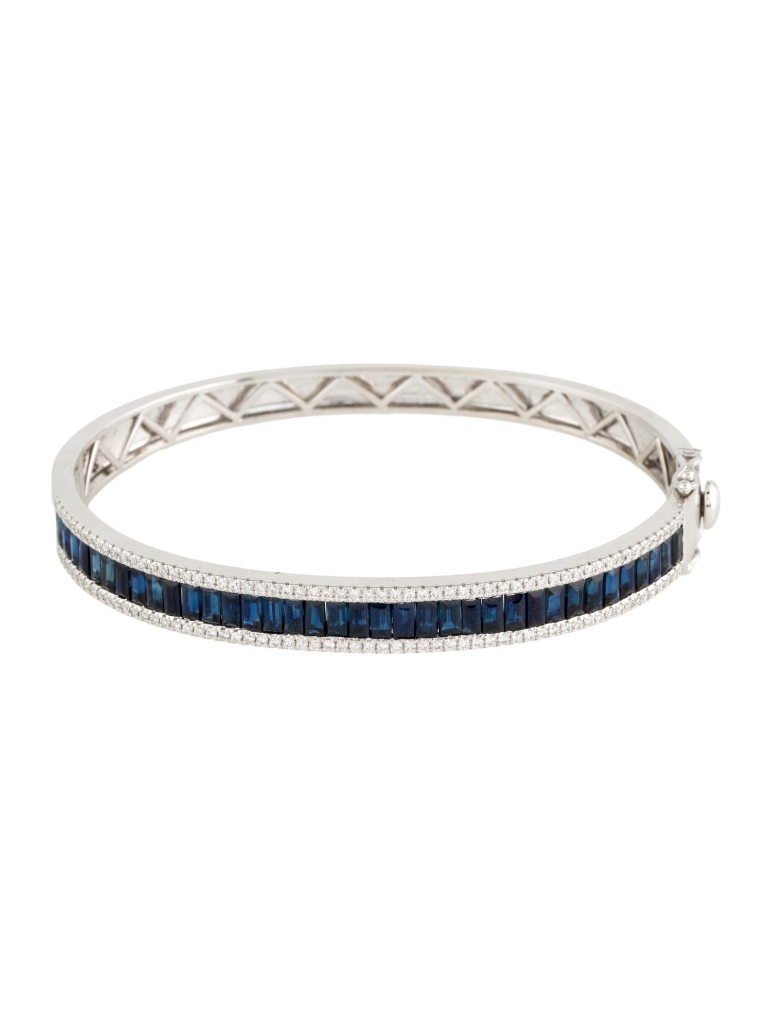Bracelet 14K 4.50ctw Sapphire & Diamond Hinged Bangle