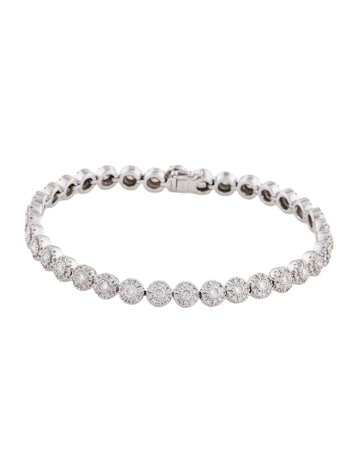 Bracelet 18K 3.85ctw Diamond Halo Tennis