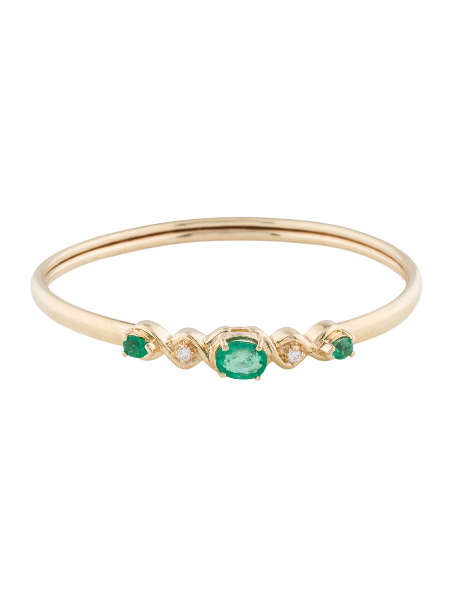 Bracelet 14K 1.42ctw Emerald & Diamond Bangle