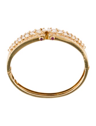 Bracelet 18K 4.48ctw Diamond & Ruby Hinged Bangle