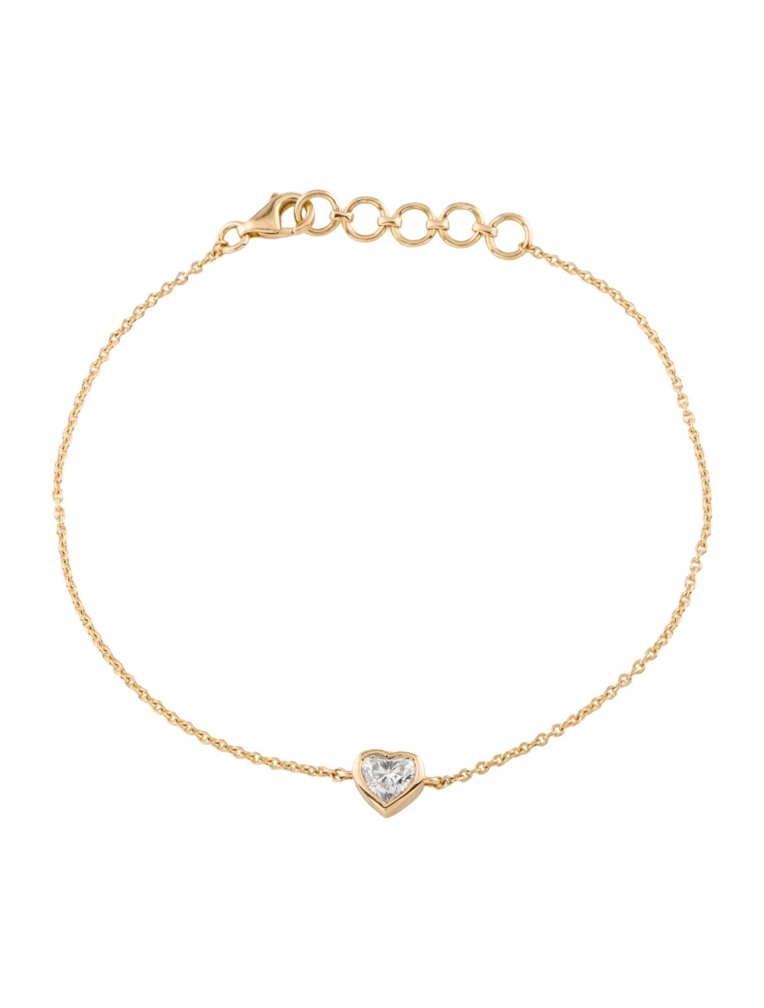 Bracelet 18K Diamond Heart Chain Link Bracelet