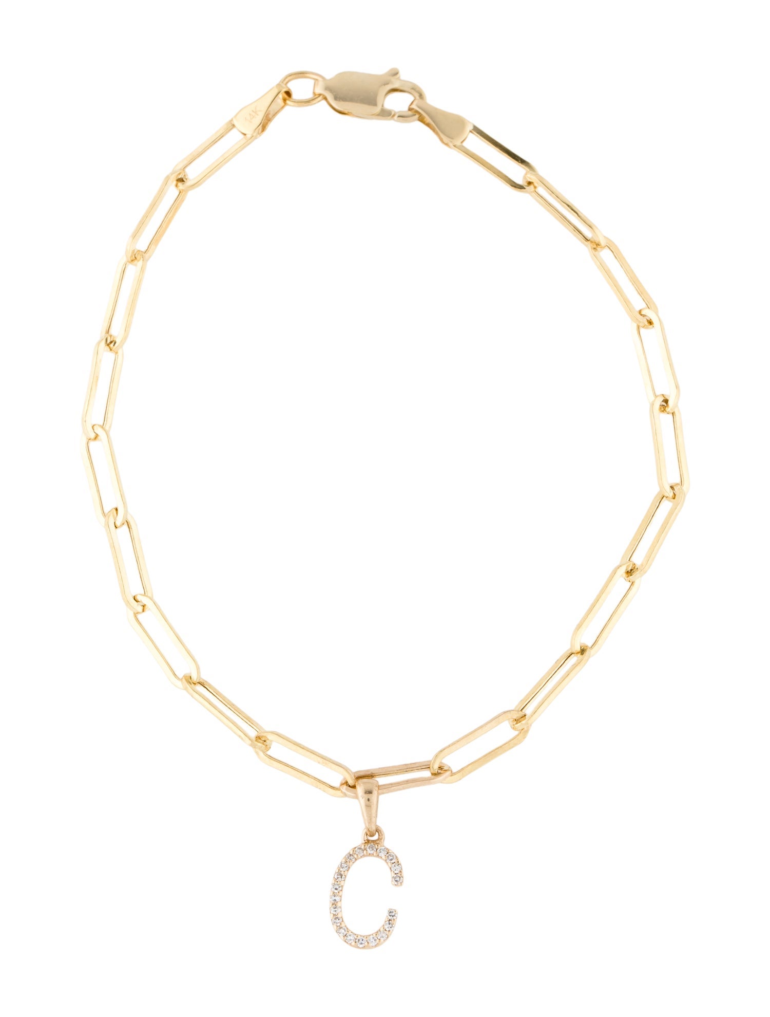 Bracelet 14K Diamond 'C' Charm