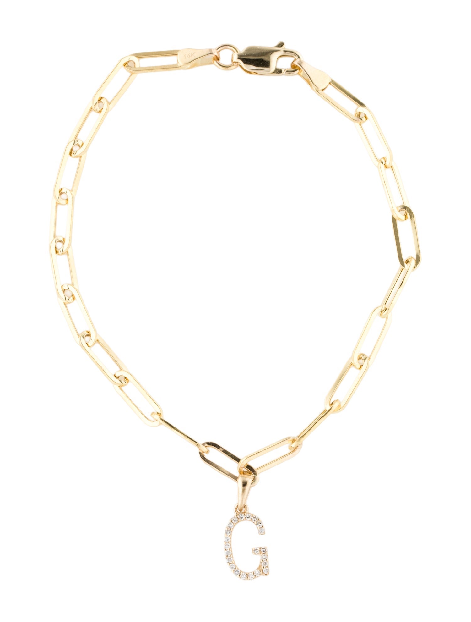 Bracelet 14K Diamond 'G' Charm